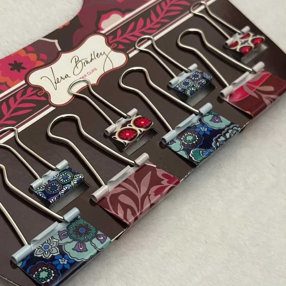 {NWT} Vera Bradley | Carnaby Blue Rhapsody Retired Metal Binder Clips Set (8pc)